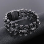 Steampunk Stainless Steel Skull Man Bracelet Hand Bands For Men Punk Rock Men's Leather Bracelets Gothic Mannen Armband