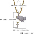 Iced Out Praying Hands Cross Pendant — Gold