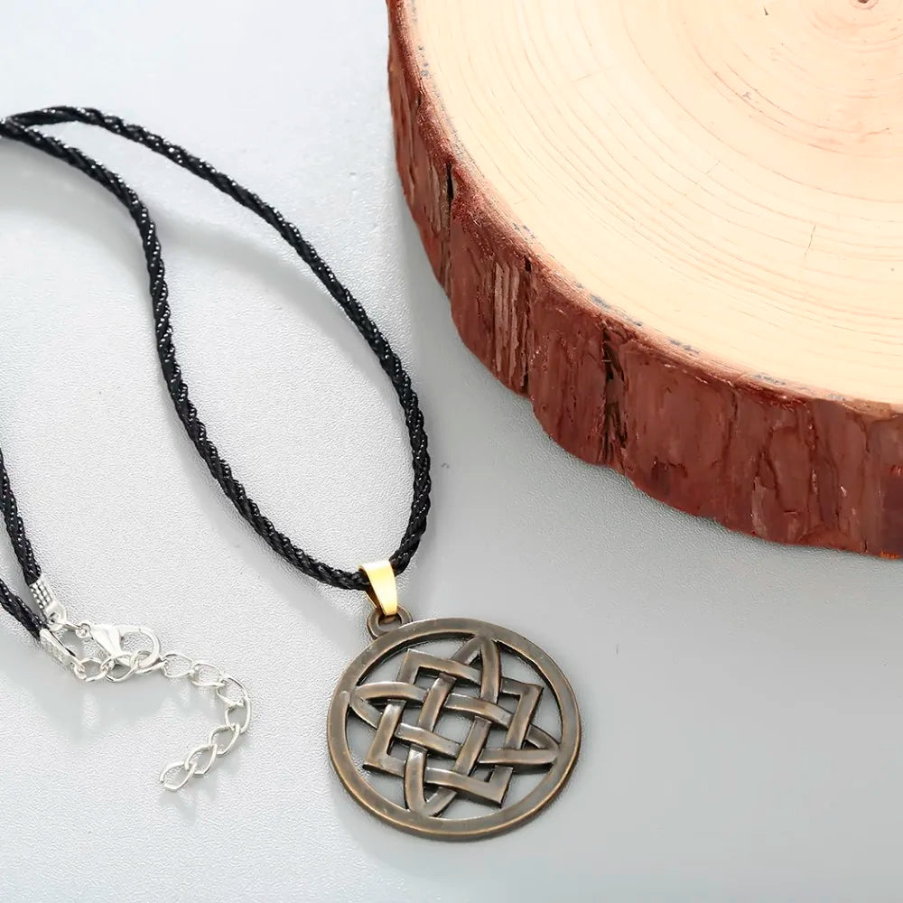 Kinitial Punk Slavic Virgin Lada Star Pendant Necklace Slavic Lada Amulet Knot Pendant Choker Necklaces Rope Chain