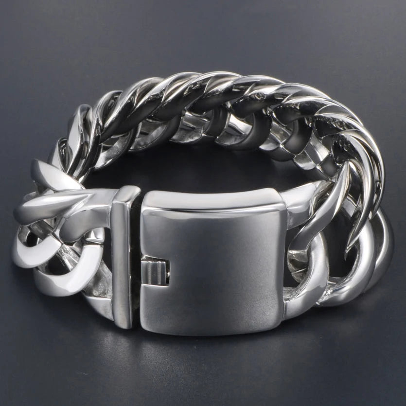 Massive Metal Bikers Jewelry 33MM Stainless Steel Curb Chain Bracelets For Man Men's Bracelets Bangles Gift For Husband