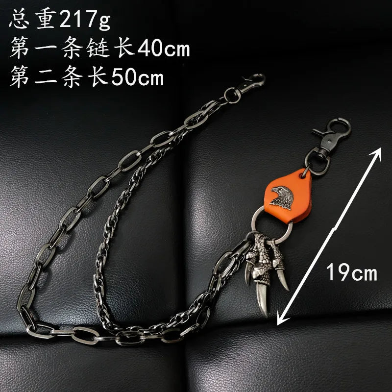 Retro Punk Men's Waist Pants Chain, Self-Defense