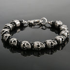 Gothic Stainless Steel Ghost Skull Heads Beads Bracelet for Men 8MM Natural Stone Men‘s Beaded Bracelets Rock Skeleton