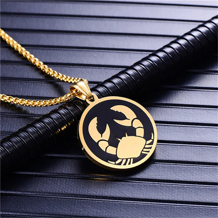 Scorpio 12 Constellations Necklace For Men/Women Birthday Gifts Gold Color Stainless Steel Amulet Pendant Zodiac Sign