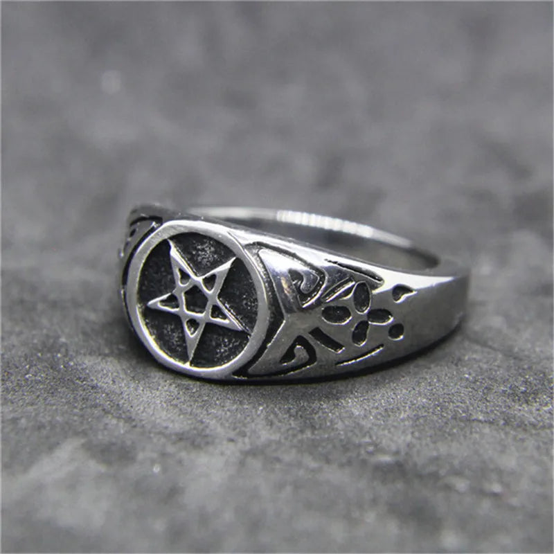 Pentagram Ring Band for Men and Women — 316L Stainless Steel