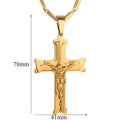 Mens Cross Pendant Necklace Large Black Bible Jesus Piece Christ Crucifix Male Christ Crucifix Stainless Steel Pendant for Men