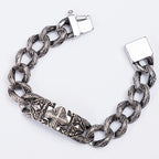 17MM Wide On Hand Cuban Link Chain Bracelet for Man Retro Stainless Steel Men's Cross Bracelets Cool Male Jewelry