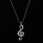 Angel Wing Music Note Pendant Sweater Chain Necklace