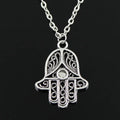 New Fashion Fatima Hand Hamsa Palm Protection Pendants Round Cross Chain Short Long Mens Womens Silver Color Necklace Gift