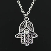 Hamsa Fatima Hand Pendant Necklace — Silver