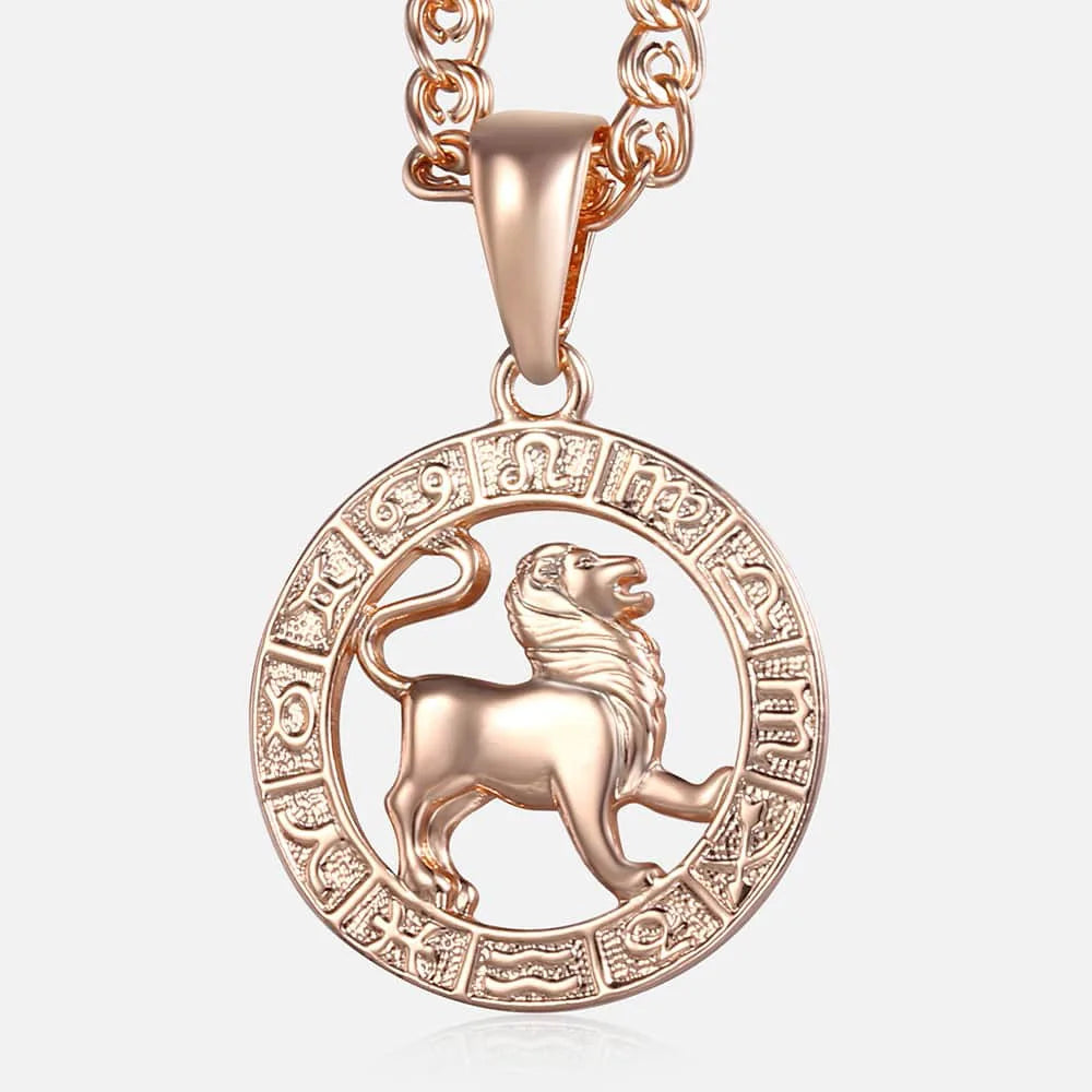 12 Zodiac Sign Constellations Pendant Necklace For Women Men 585 Rose Gold Color Necklace Birthday Gifts Drop Shipping