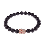 Black CZ Pave Ball Beaded Bracelet for Men — Adjustable Weave