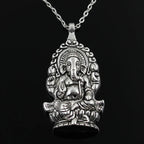 New Fashion Ganesha Buddha Elephant Pendants Round Cross Chain Short Long Mens Womens Silver Color Necklace Jewelry Gift