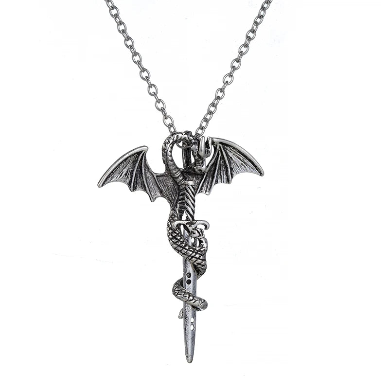 Dragon Cross Pendant Necklace — Vintage