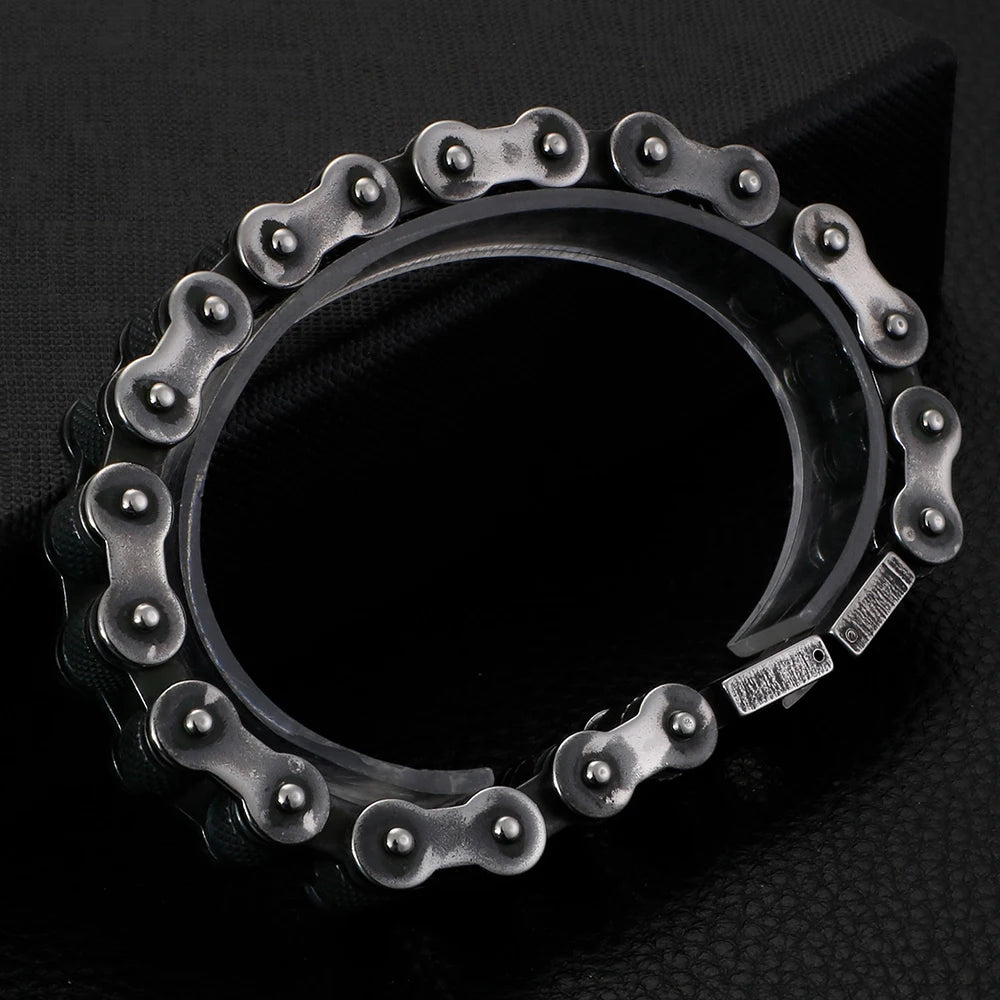 Retro Stainless Steel Motorcycle Chain Bracelet Men 13MM Width Rock And Roll Men's Bracelets On Hand Male Jewelry