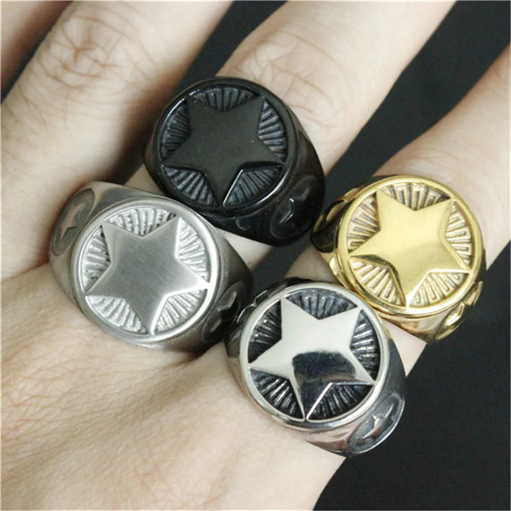 Four Color Star Party Band Ring — Stainless Steel