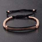2020 Classic Luxury CZ Black Zircon Long Tubes&4MM Copper Beads Macrame Men Bracelets&Bangles For Women Jewelry Bileklik
