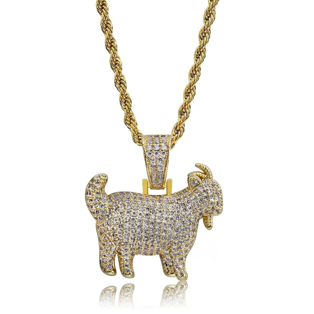 Goat Head Pendant Necklace with 30in Chain Length