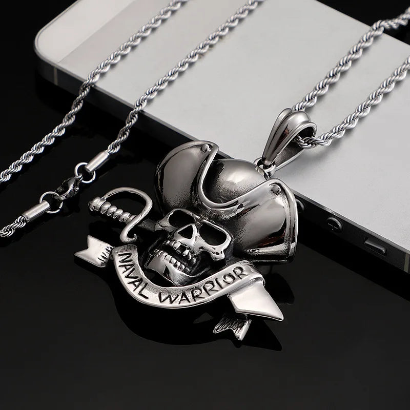 Pirate Captain Skull Pendant — Stainless Steel