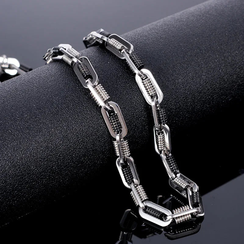 Black Choker Necklace Men Never Fade Gold Color 316L Stainless Steel 55CM Mens Long Chain Necklace Best Friends Boys