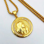 New Catholic Religious Jewelry Virgin Mary Pendants Gold Color Stainless Steel Madonna Collier For Women 2020 Necklace
