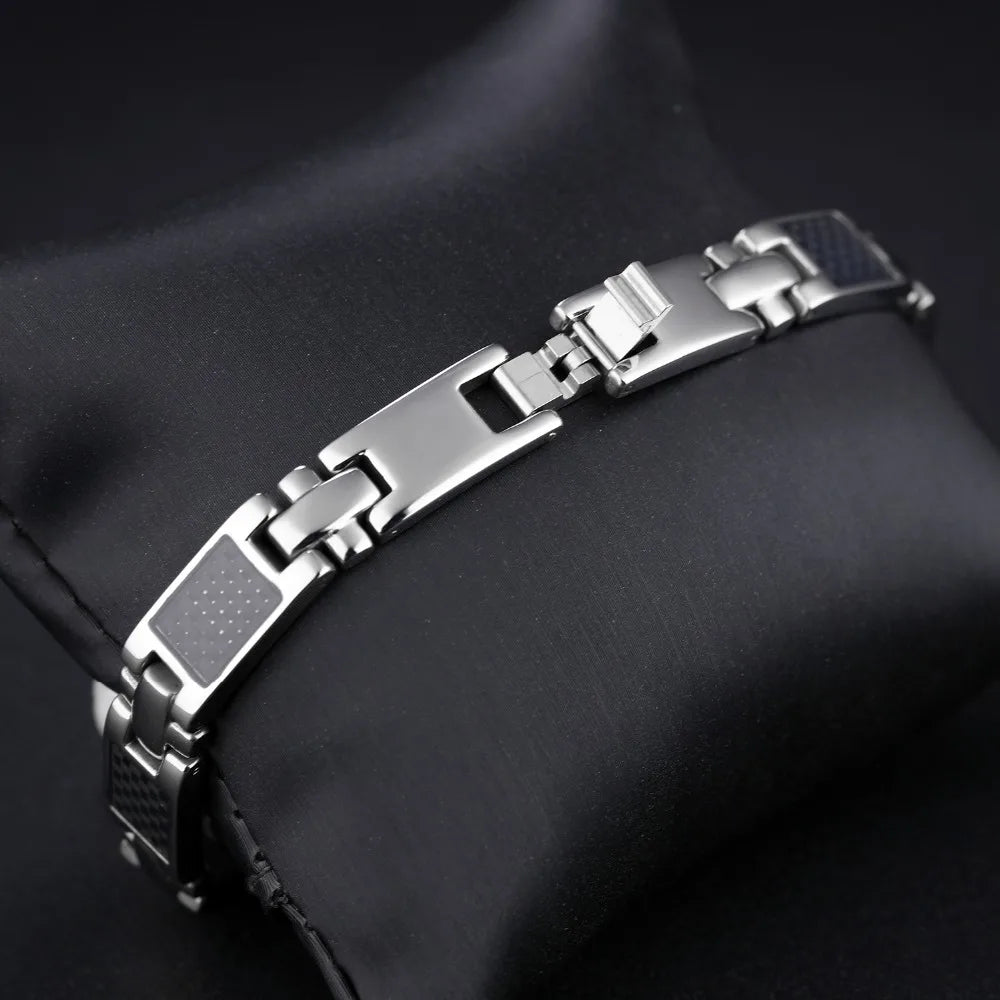 9MM Wide Power Increase Magnetic Therapy Men's Bracelets Jewelry Black Stainless Steel Health Care Boys Bracelet Gifts