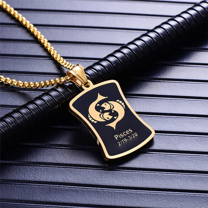 Scorpio 12 Constellations Necklace Birthday Gifts Gold Color Stainless Steel Amulet Pendant Zodiac Sign Jewelry Collier