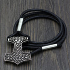 Leather Adjustable Viking Odin Raven Thors Mjolnir Hammer Viking Amulet Hammer Scandinavian Norse Bracelet for Men