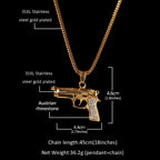 Iced Out Desert Eagle Pistol Pendant Necklace — Stainless Steel