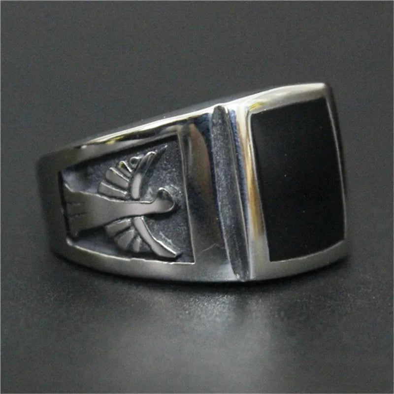 Flying Eagle Biker Ring — Stainless Steel