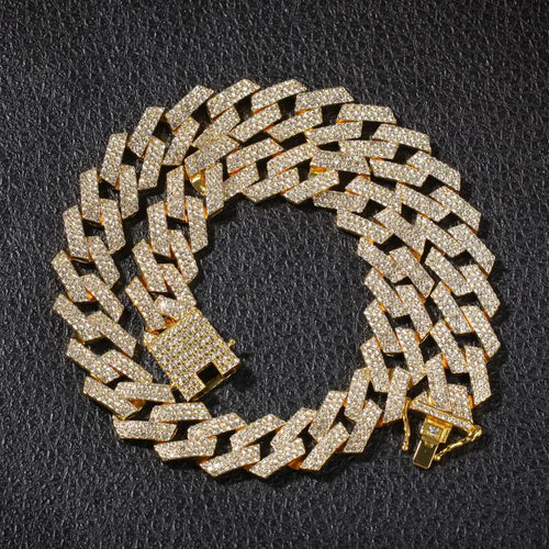 20MM Iced Out Cuban Chain Necklace — 3-Row CZ