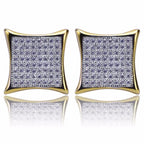 Men's Hip Hop Stud Earring Gold Color Copper Material Micro Pave Rhinestone Bling Ice Out Square Earring Men Rock