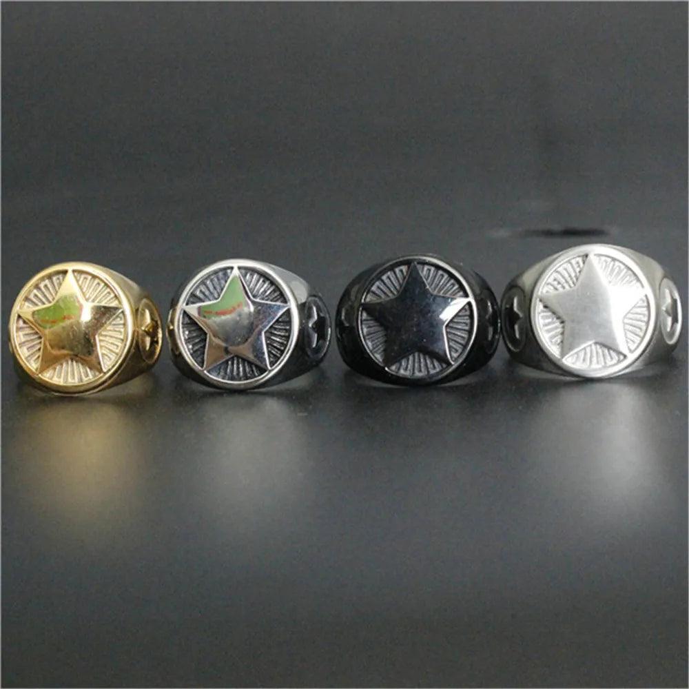 Four Color Star Party Band Ring — Stainless Steel
