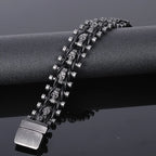 Steampunk Stainless Steel Skull Man Bracelet Hand Bands For Men Punk Rock Men's Leather Bracelets Gothic Mannen Armband