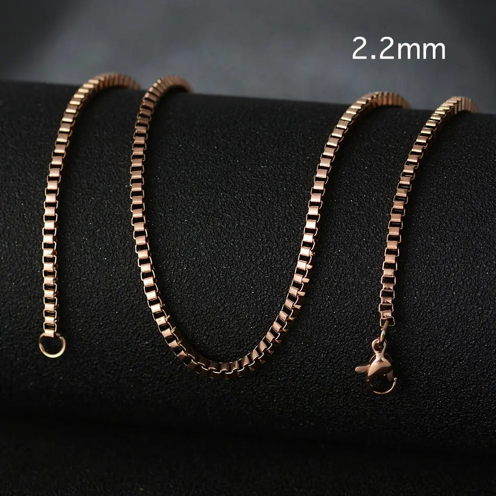 50cm New Fashion Stainless Steel Chain 1.2-3mm Silver Color Rose Gold Necklace Jewelry Vacuum Plating Accessories Chokers Collar