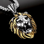 Hip Hop Silver /Gold/Black Color Lion Head Pendant Necklace For Men Luxury Stainless Steel Male Jewelry Friendship Gift