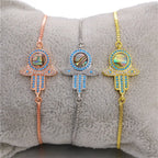 Iced Out Hamsa Copper Bracelet — Adjustable