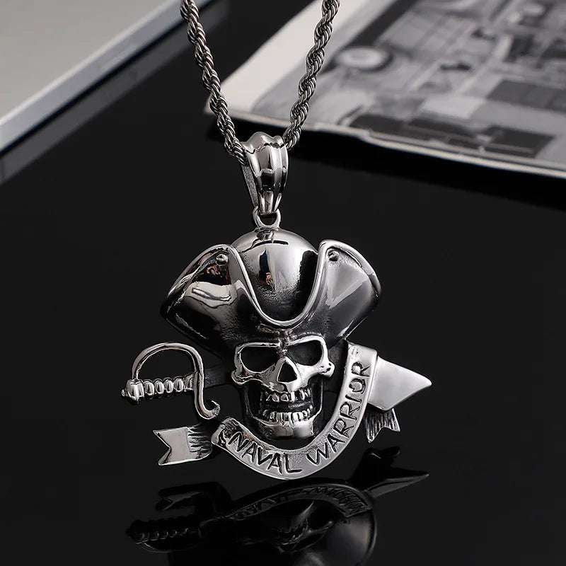 Pirate Captain Skull Pendant — Stainless Steel