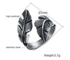 Angel Feather Wrap Ring — Stainless Steel