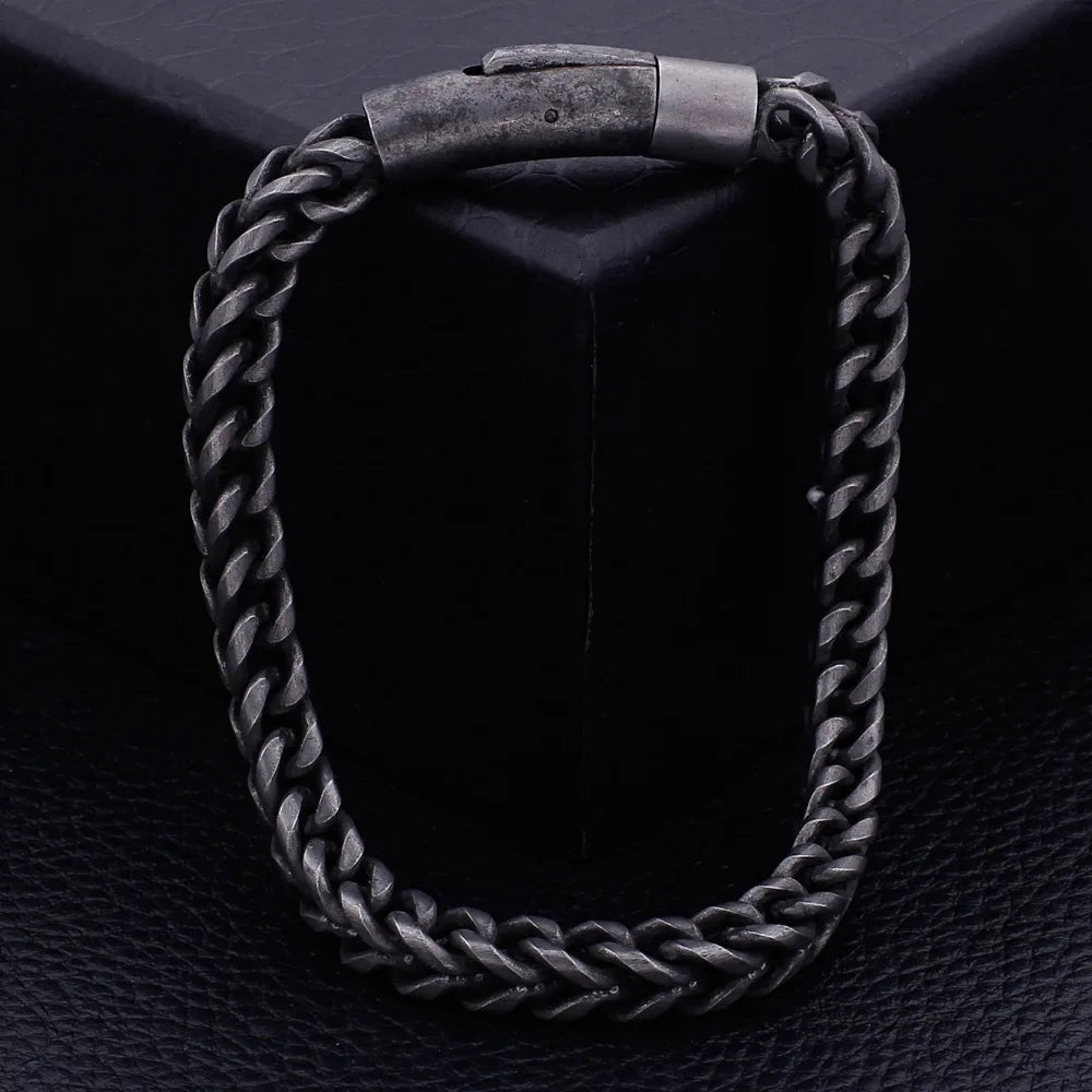 6MM Thick Link Chain Bracelet Men Cool Black Stainless Steel Friendship Men's Bracelets For Man Vintage On Hand Wrist