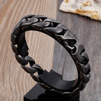 Vintage Black Stainless Steel Bracelet for Man Men's 15MM Wide Curb Link Chain Bracelets Bangles Armband Jewelry