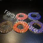 THE BLING KING  1 Row Tennis Chains Necklace For Men Iced Blue/Red/Black Colored Rhinestones Link Choker Hiphop Jewelry