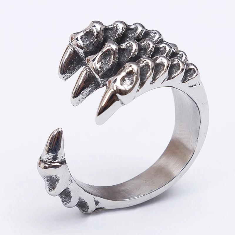 Size 7-12 Punk Rock Dragon Claw Style Men's Rings for Man Gothic Bike Jewelry Stainless Steel Finger Ring Male Jewelry