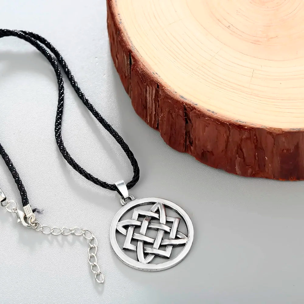 Kinitial Punk Slavic Virgin Lada Star Pendant Necklace Slavic Lada Amulet Knot Pendant Choker Necklaces Rope Chain