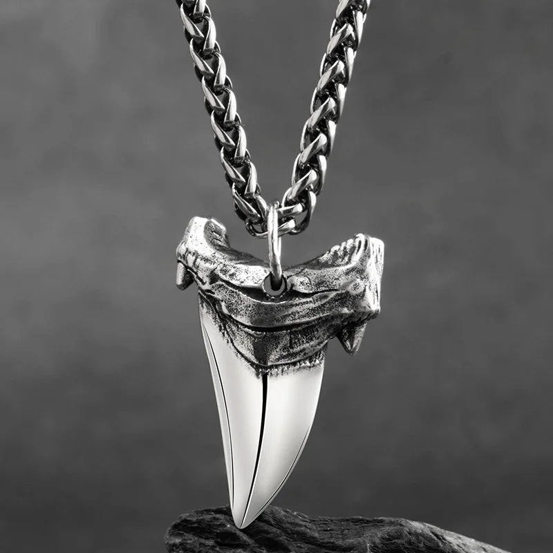 Shark tooth S925 Silver necklace for men silver pendant Jewelry hippop street culture mygrillz