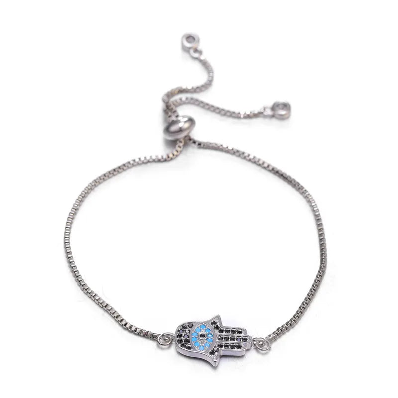 Iced Out Hamsa Copper Bracelet — Adjustable