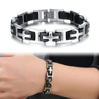 Classic Men's Cross Bracelets 316L Stainless Steel Silicone Bracelet for Man Male Jewelry Friendship Men's Bangles On