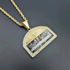 Religious The Last Supper Pendant Necklace For Men Stainless Steel Gold Color Iced Out Bling Cross Necklace Male Jewelry