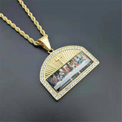 Iced Out Cross Last Supper Pendant Necklace Gold