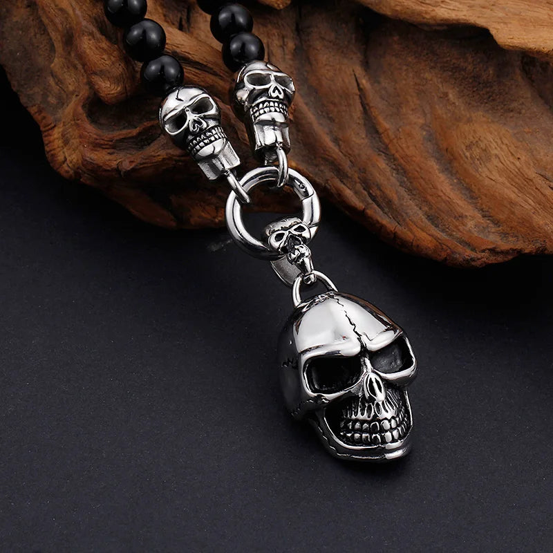 Punk Rock Stainless Steel Skull Men's Necklaces & Pendants 47/60/75CM Long Black Non-Mainstream Necklace Jewelry For