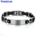 Religious Cross Men's Bracelets & Bangles Stainless Steel Black Silicone ID Bracelets for Man Boys Male Jewelry Gifts